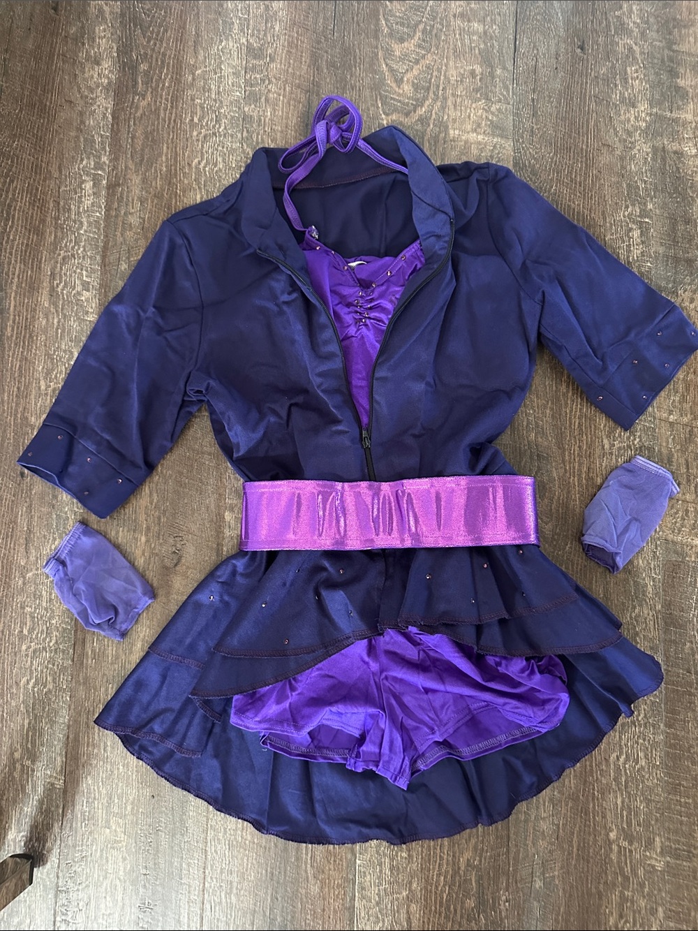 Competition Dance Costume Set with Shimmer Belt (Adult Small)